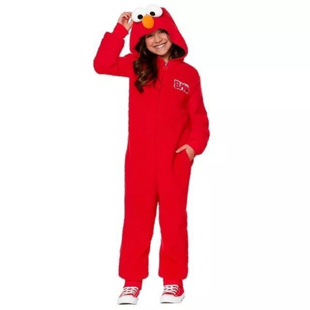 Kids Elmo Jumpsuit Costume - Sesame Street, Sz M (8-10)